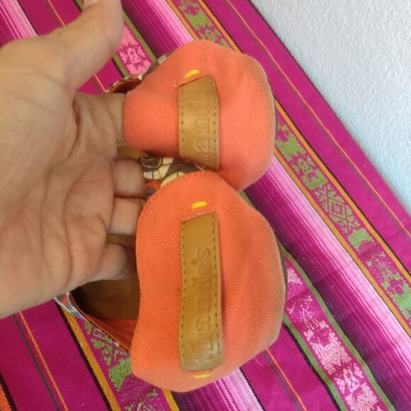 THANDO'S Orange, Green & White Squiggle Cotton Foldable Ballerina Flats 9 - Picture 9 of 13